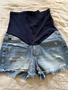 Pinkblush Maternity Panel Distressed Light Denim Shorts